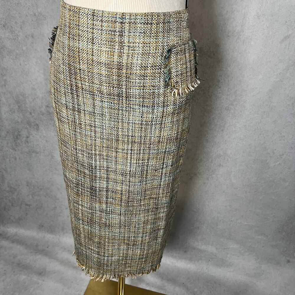 Calypso by Christiane Celle Tweed Midi Pencil Skirt Size Small